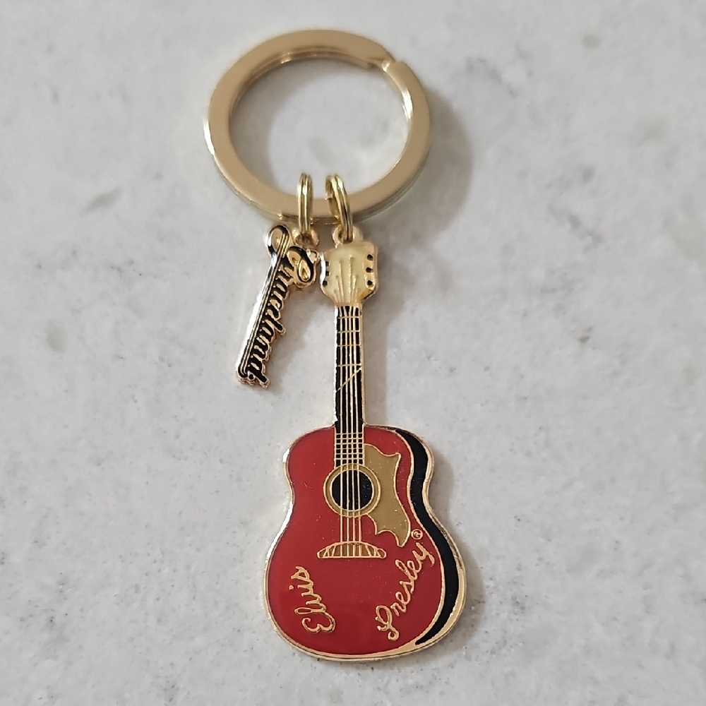 Elvis Graceland Red Guitar Keychain